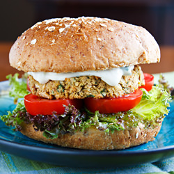 Chickpea Burgers w/ Tahini Sauce