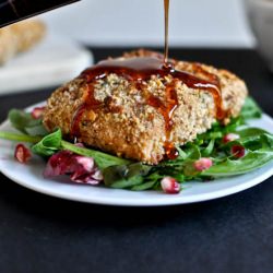 Almond Salmon with a Pom Glaze