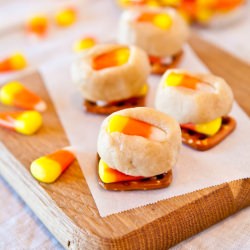 Candy Corn Cookie Dough Pretzels