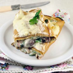 Ham, Mushroom, and Cheese Crepes