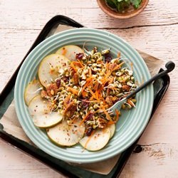 Sprouted Green gram and Pear Salad