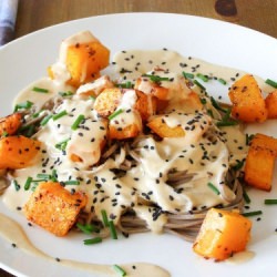 Squash, Miso Tahini Sauce and Soba