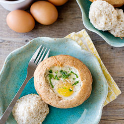 Eggs Baked in Bread Bowls