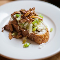 Leek, Pear, and Chanterelle Toasts