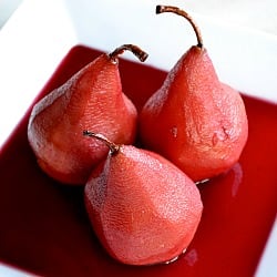 Poached Pears in Red Wine