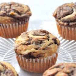 Banana Muffins with a Nutella Swirl