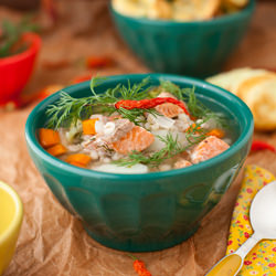 Salmon Vegetable Soup w/ Barley
