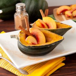 Baked Maple Peach Acorn Squash Dessert
