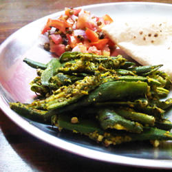Okra with Ginger, Coriander