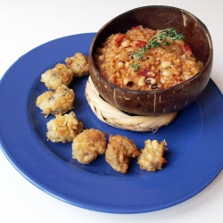 Cracked Conch with Rice and Peas