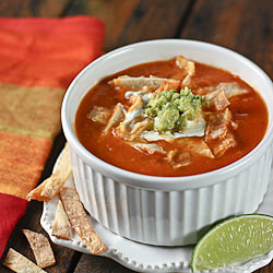 Roasted Tomato & Guacamole Soup