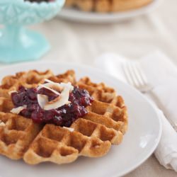 Coconut Waffles and Cranberry Sauce