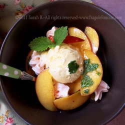 Ice Cream with Mint and Peaches