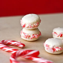 Candy Cane and Eggnog Macarons