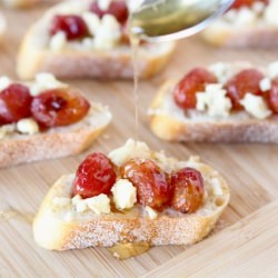 Grape, Blue Cheese, Honey Crostini