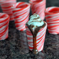 Hot Chocolate in Candy Cane Shots