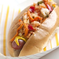 Hot Dogs with Kimchi Relish