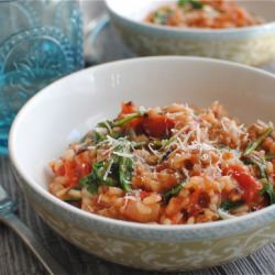 Tomato, Sausage and Spinach Risotto