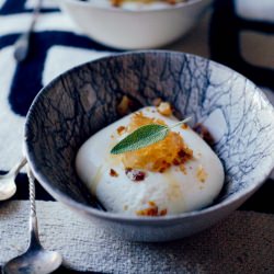 Sage Panna Cotta with Walnuts