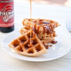 Beer Waffles with Beer Caramel Sauce