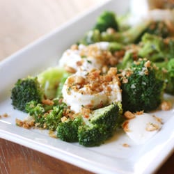 Broccoli with Burrata, Pine Nuts