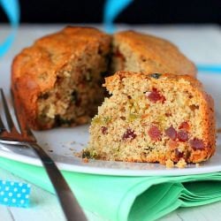 Almond Oat Cake with Candied Papaya