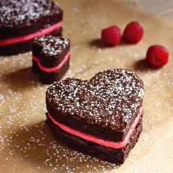 Brownie Hearts with Raspberry