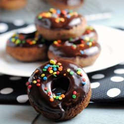 Glazed Baked Chocolate Donuts