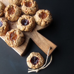 Jammy Almond Thumbprint Cookies