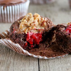 German Chocolate Raspberry Cupcakes