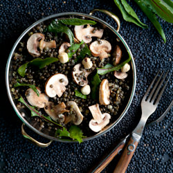 Black Lentil Salad with Mushrooms