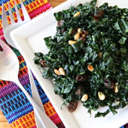 Kale Salad with Raisins and Pine Nuts