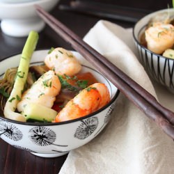 Vegetable Wok with Shrimp and Hake