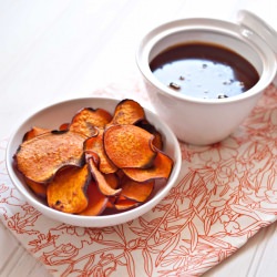 Baked Sweet Potato Chips with Caramel