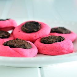 Pink Cookies with Whiskey Ganache