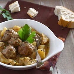 Potatoes & Meatballs in Green Sauce