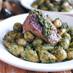 Steak with Pesto Gnocchi