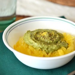 Arugula Pesto over Spaghetti Squash