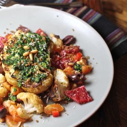 Cauliflower Steaks & Kale Pesto