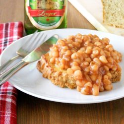 Maple Beer Beans on Beer Bread