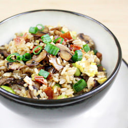 Fried Rice with Sautéed Mushrooms
