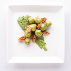 Sautéed Brussels Sprouts w/ Pesto