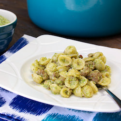 Pasta with Sausage & Broccoli Pesto