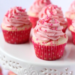 Strawberry Pink Confetti Cupcakes