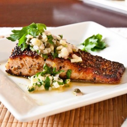 Salmon with Fennel Salsa Verde