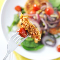 Poached Salmon & Sweet Potato Cakes
