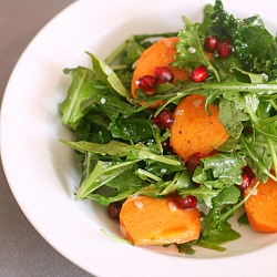 Kale, Arugula, Persimmon Salad