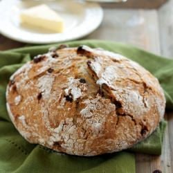 No Knead Honey Raisin Bread