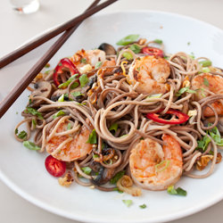 Garlic Soba Noodle Shrimp