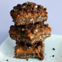 Chocolate Oat Dulce De Leche Bars
